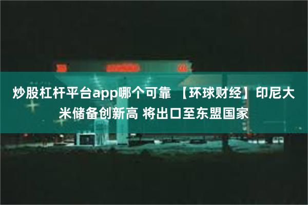 炒股杠杆平台app哪个可靠 【环球财经】印尼大米储备创新高 将出口至东盟国家